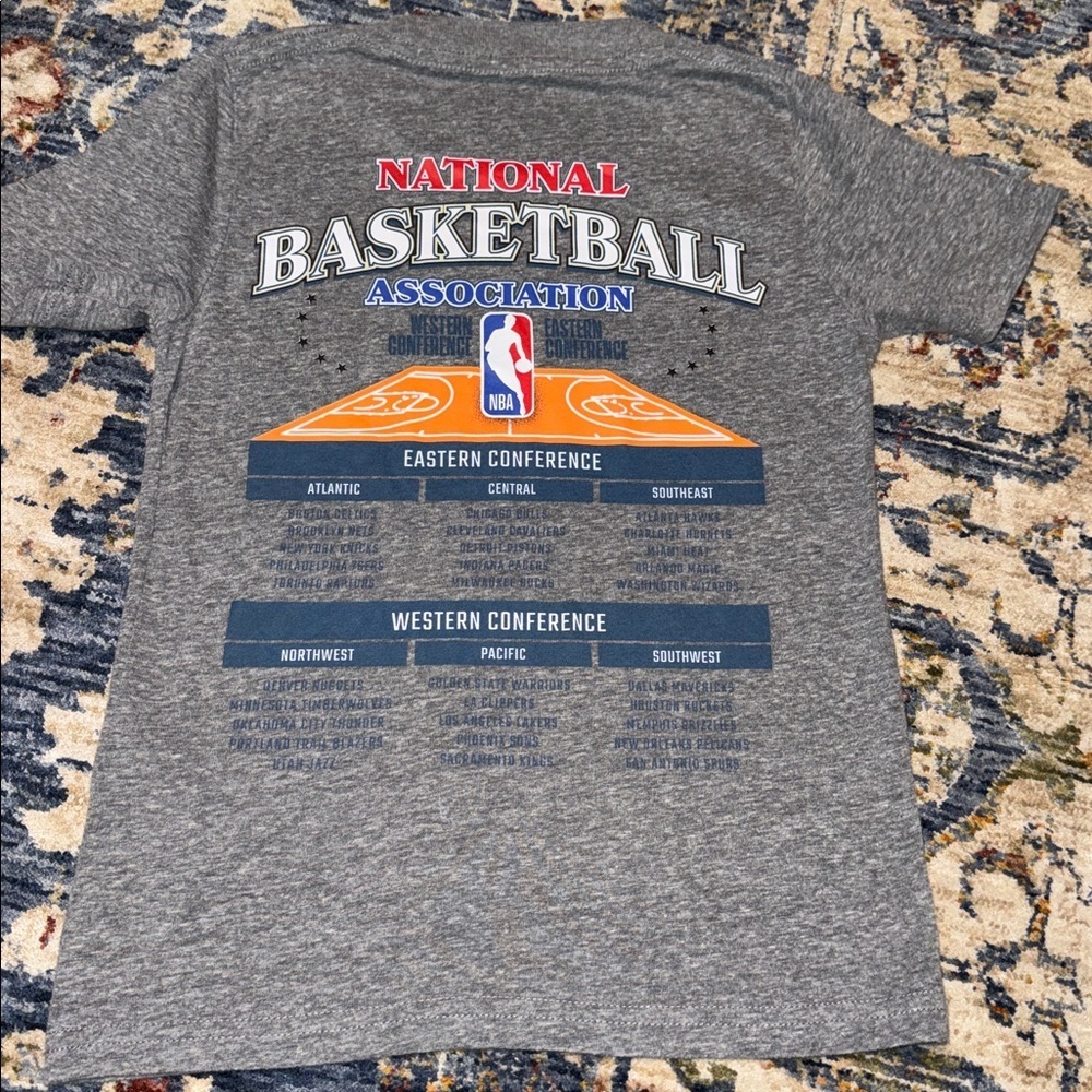 ABERCROMBIE KIDS A&F boys NBA Heather Gray Short Sleeve Tee 5/6
